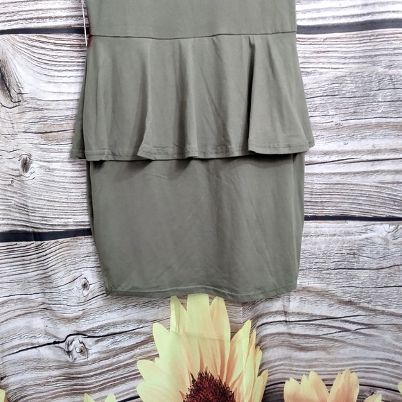 Olive Green Sleeveless Bodycon Dress Ruffl… - Picture 10 of 10